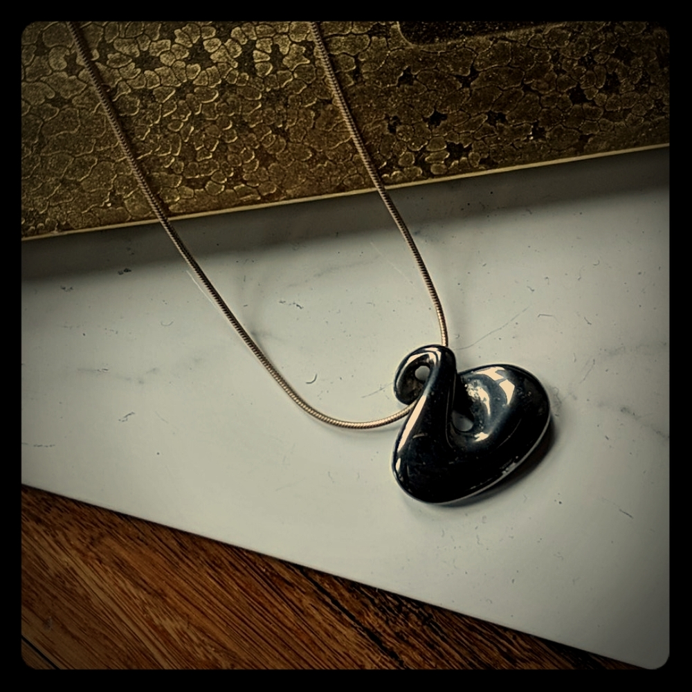 Hematite Knot Necklace Sterling Silver